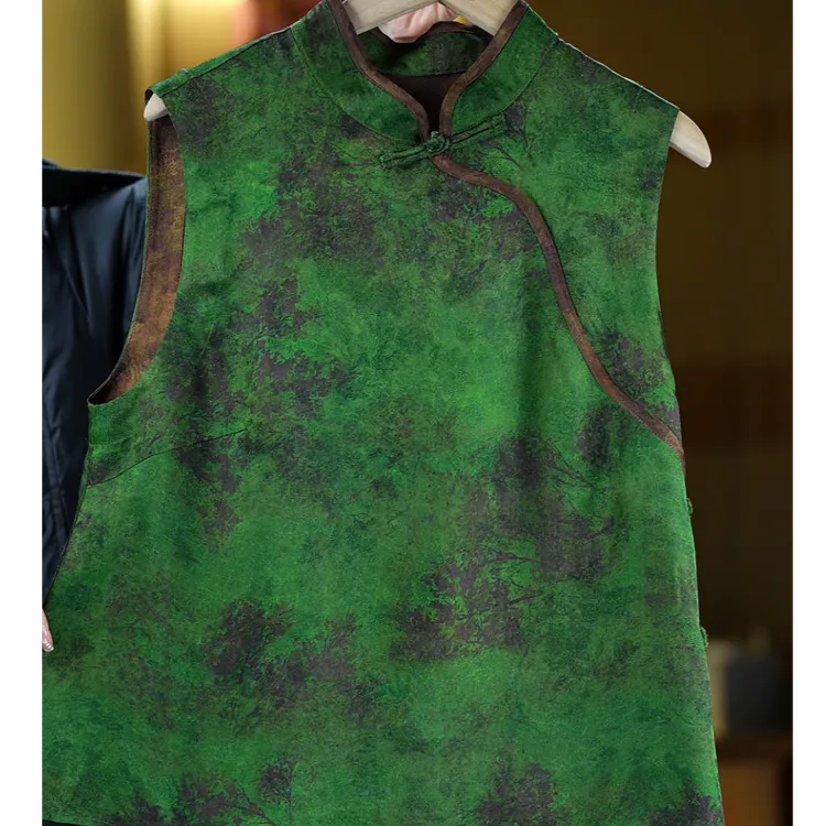 苔痕《非遗美学》1581复古中式斜襟国风无袖马甲