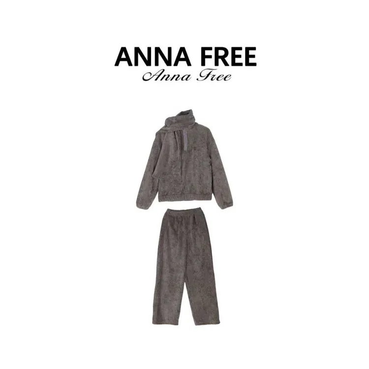 ANNA FREE 【首尔套装】秋冬软糯慵懒感阔腿宽松显瘦上衣ZCM251067