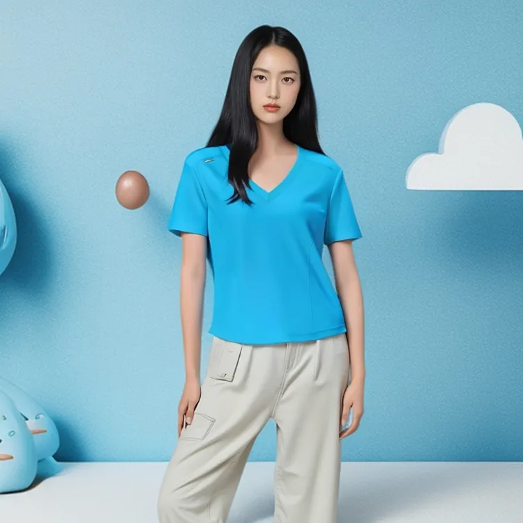 欧货V领T恤女内搭衣服休闲正肩打底衫潮春游夏天出行夏季温柔知性