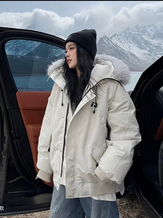 oversize棉服女2025冬季新款韩版工装大毛领宽松棉衣保暖棉袄外套