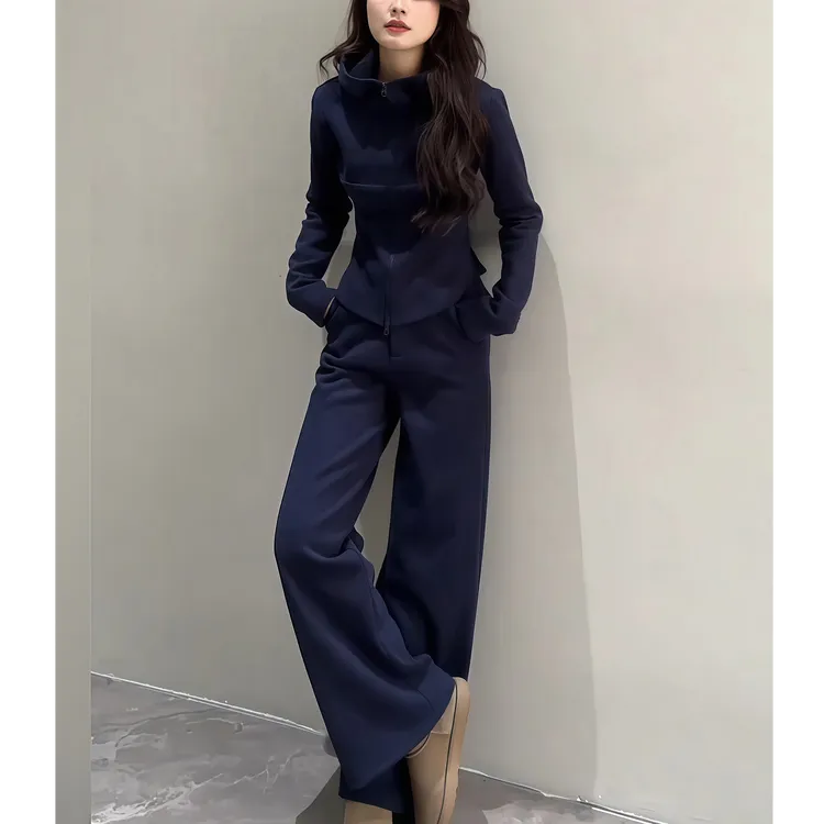 秋装女款爆款2025新款高端阔太太时髦女装纯色休闲运动套装两件套