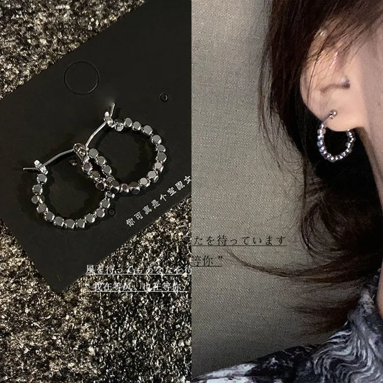 铜合金耳饰 碎银子复古百搭小众简约冷淡风轻奢欧美气质个性时尚