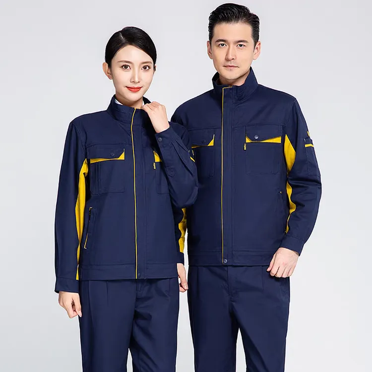 2023新款工作服男女春秋时尚拼色耐磨耐脏工程服定制工人工地劳保