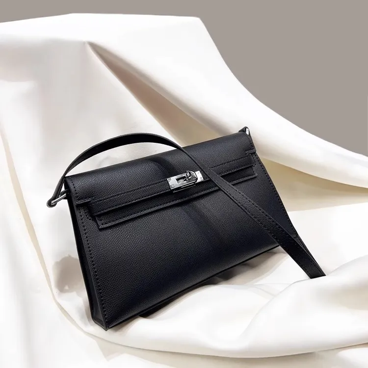 高级感真皮二代凯莉包腋下包法棍包2025新款女士包百搭单肩斜挎包