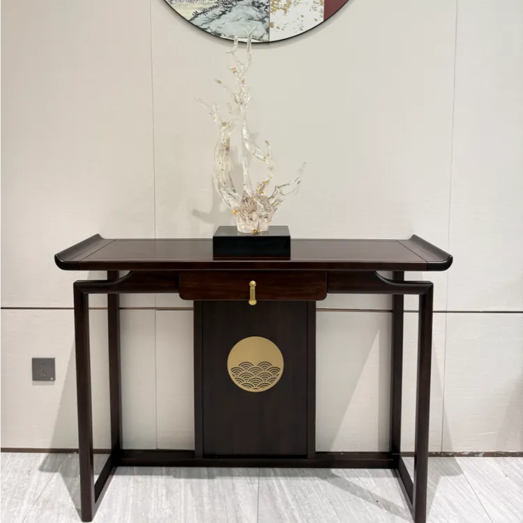 （久木源家具&玄关桌）新中式黑檀木入户玄关桌客厅玄关桌