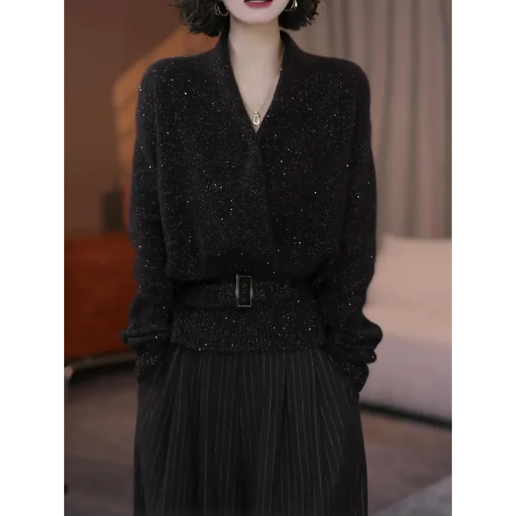 高级感时尚韩版加厚针织衫女2025秋冬新款设计收腰显瘦百搭毛衣衫