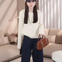 852【前衣长45】设计感长袖后背纽扣针织衫女秋季新款宽松百搭上衣