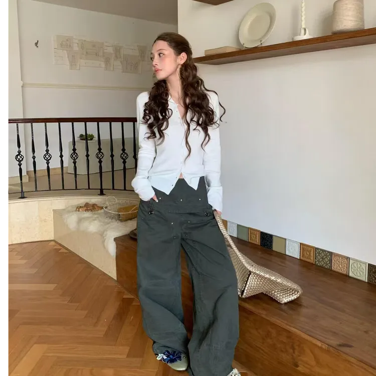 气质松弛感针织开衫长袖女2025新款简约修身百搭上衣设计感裤子潮