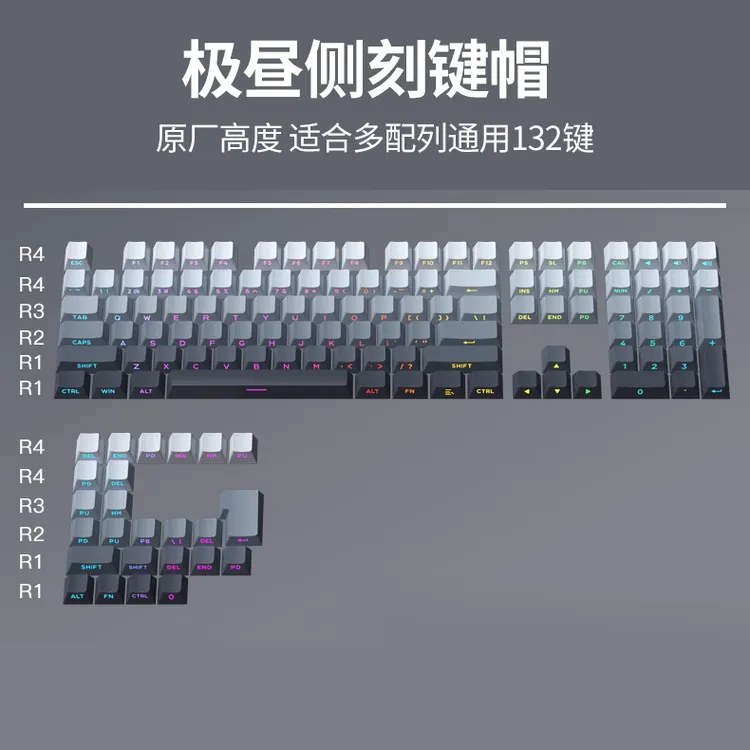 侧刻渐变键帽PBT键帽小全套侧刻键帽渐变键帽适配机械键盘    