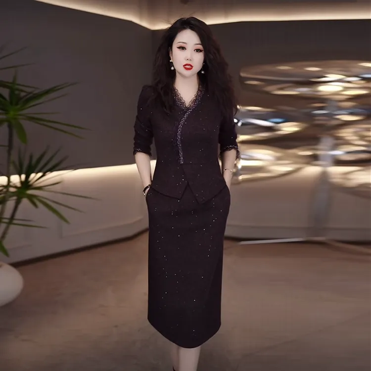 磨毛精纺气质轻奢高级感女装2025秋冬新款时尚加厚打底内搭连衣裙