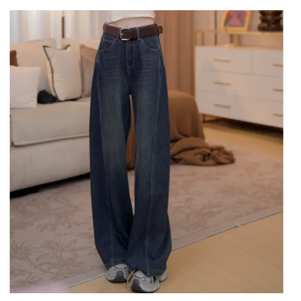 马克华菲女装秋冬季加绒加厚休闲弯刀牛仔裤长裤F54022A977 aa