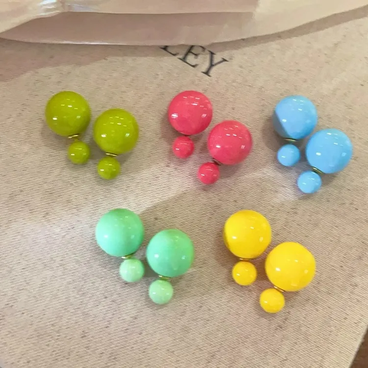 非金属亚克力耳饰 两戴式圆球耳钉2025新款高级感多巴胺耳环耳饰