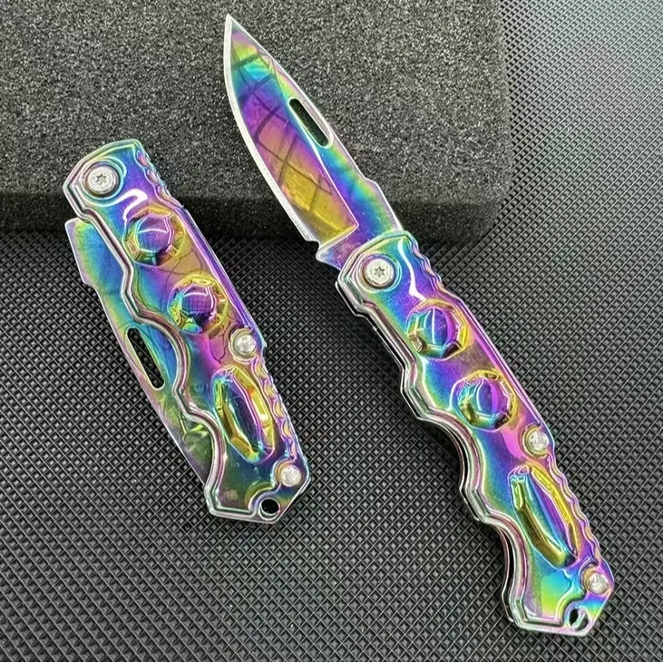 (新疆包邮)彩鸟 镀彩方便携带折叠刀瓜果快递刀纯手工精美削皮刀