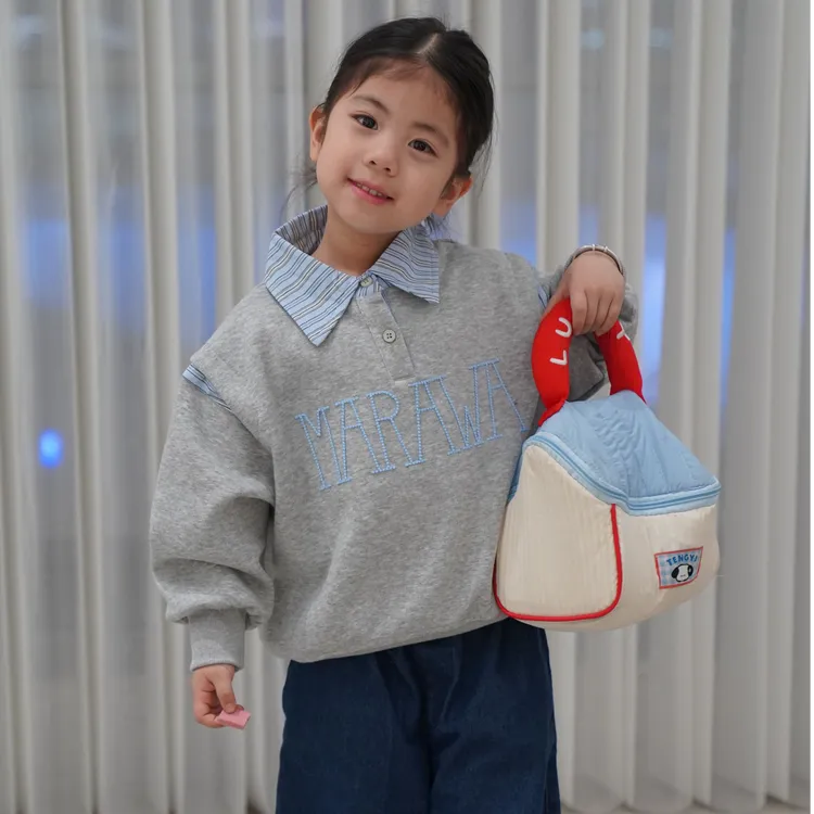 女童装卫衣春秋2025新款儿童女孩大童春装时髦洋气长袖polo领上衣