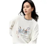 对白国风山水刺绣圆领毛衣女款设计感小众软糯针织衫DYZB-FDE008