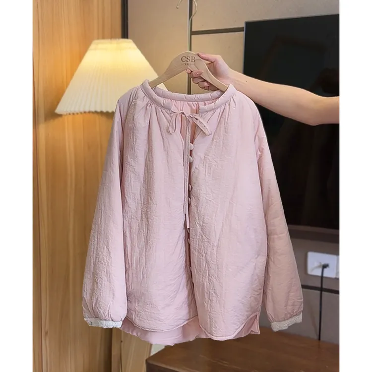 孕妇棉衣棉服秋冬波点抽绳加厚孕妇裤孕妇阔腿裤抽绳宽松复古