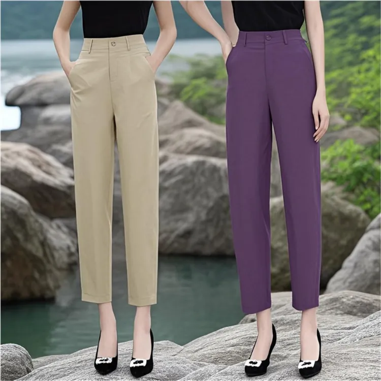 九分哈伦裤女高腰冰感镰刀裤早秋2024新款小个子高端萝卜休闲裤子