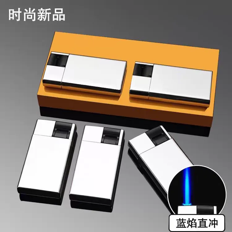 高端金属镜面蓝焰直冲防风打火机定制字logo企业广告宣传男友礼物