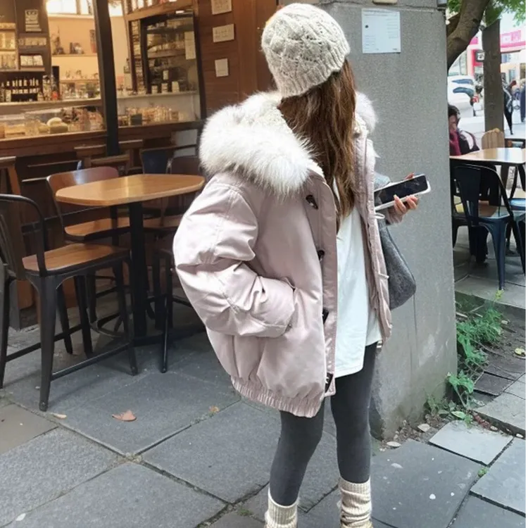 牛角扣棉服女短款2025冬季新款加厚派克服宽松棉衣小个子棉袄外套