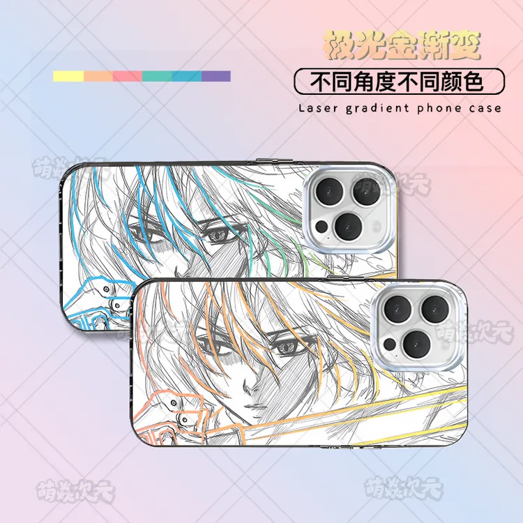 线稿三笠适用苹果华为VIVO小米OPPO红米iphone一加极光金手机壳