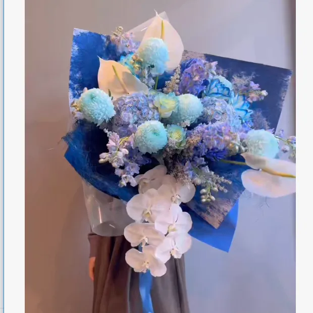 纯手工新款水墨石纹纸花束包装纸鲜花包装手工纸花艺包装材料