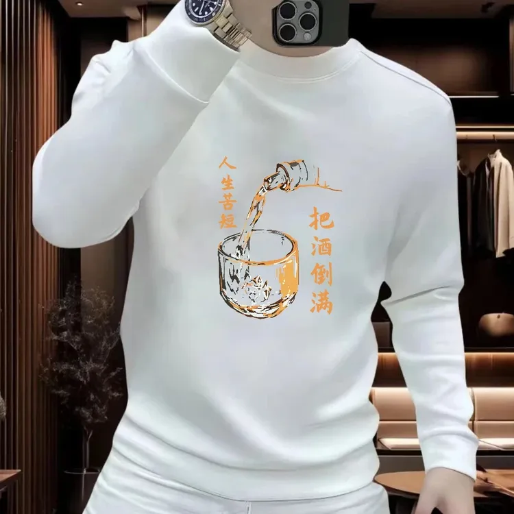 个性潮流重磅圆领卫衣痞帅街头宽松休闲秋季印花时尚男士潮流卫衣