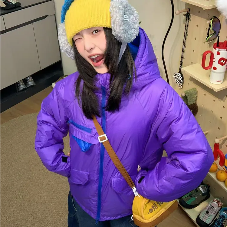 MIN SAN JIN【幻彩拼图】冬季新款撞色时尚男女同款棉衣棉服