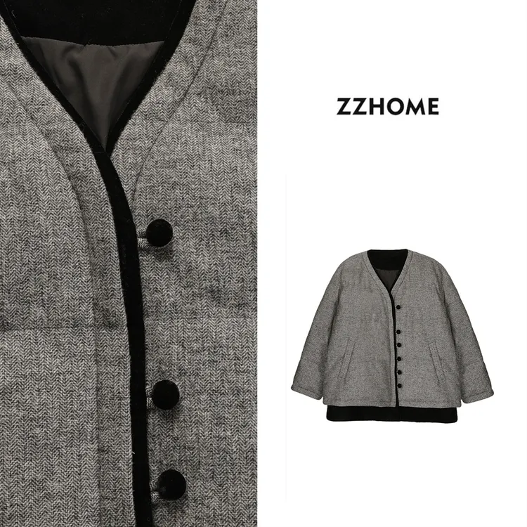 ZOZO HOME ｜递进时髦假两件丝绒撞色鹅绒服q172697p