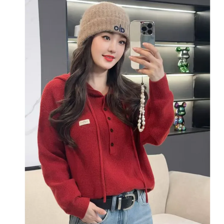 【云栖浅黛】2025秋季新款时尚休闲百搭毛衣帽衫H5683