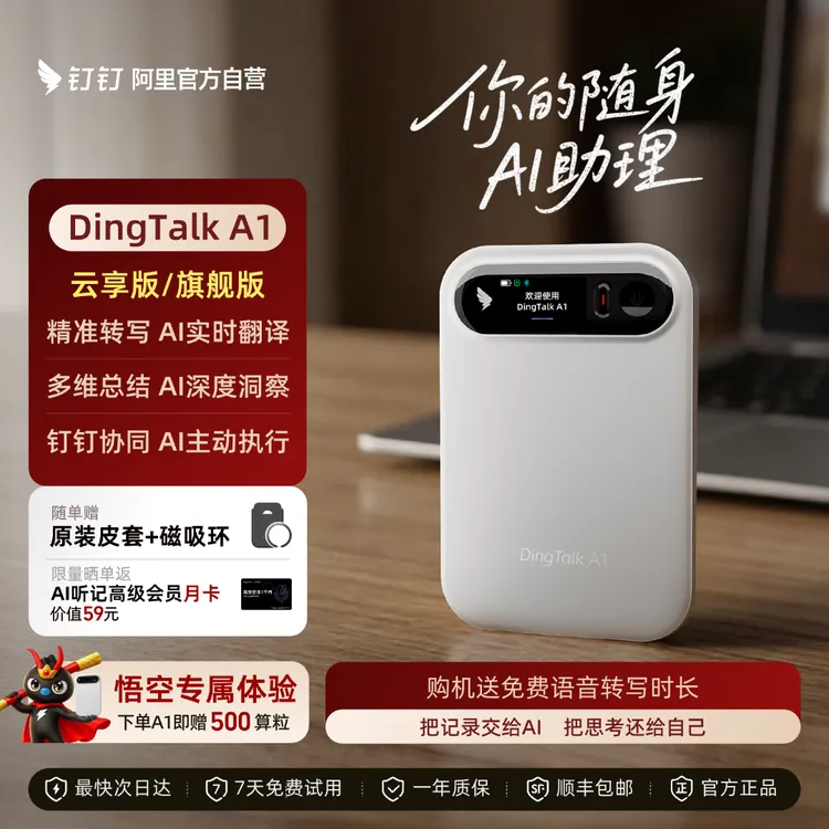 【旗舰爆款】阿里钉钉 DingTalk A1智能录音笔AI听记翻译总结分析商品图