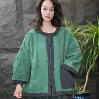 JJ休闲风春季女秋季单排扣短外套大码风衣休闲日系文艺中式中国风