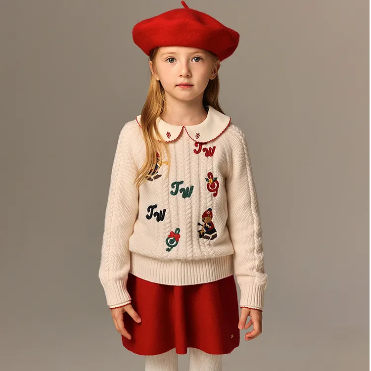 【达人专属】【节日款】TeenieWeenieKids冬男女童绣花羊毛混纺毛衣TKKW265175I