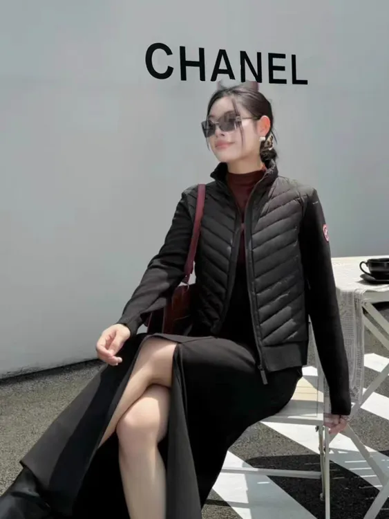 瑜伽服针织拼接开衫夹克轻薄款羽绒
