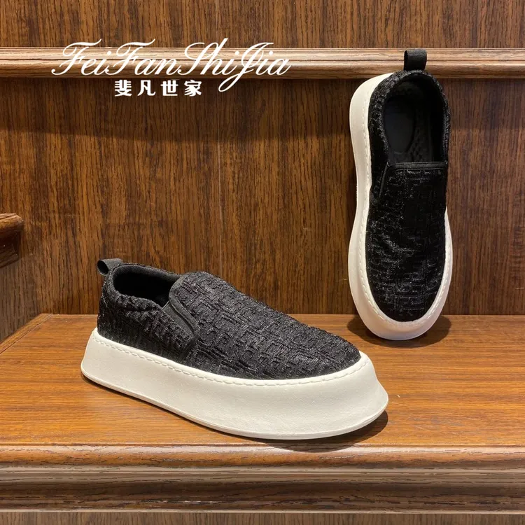 斐凡世家厚底一脚蹬男鞋休闲软底男士板鞋舒适男士开车专用鞋