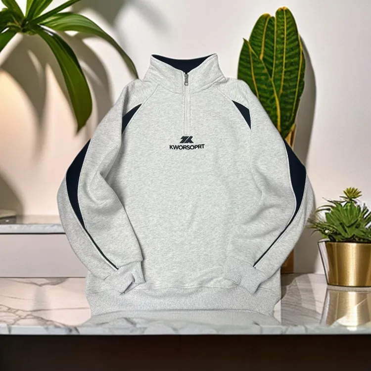 （冬款加绒拼接撞色款）冬季青少年男女同款时尚立领加绒宽松版卫衣