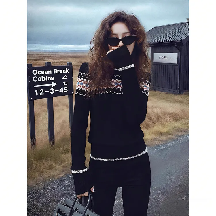 高贵气质毛衣新款女款爆款2025冬季设计感费尔岛提花洋气