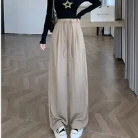 【清货】天丝皱棉纱垂感抽绳褶皱薄款直筒夏季宽松百搭阔腿裤KZ670