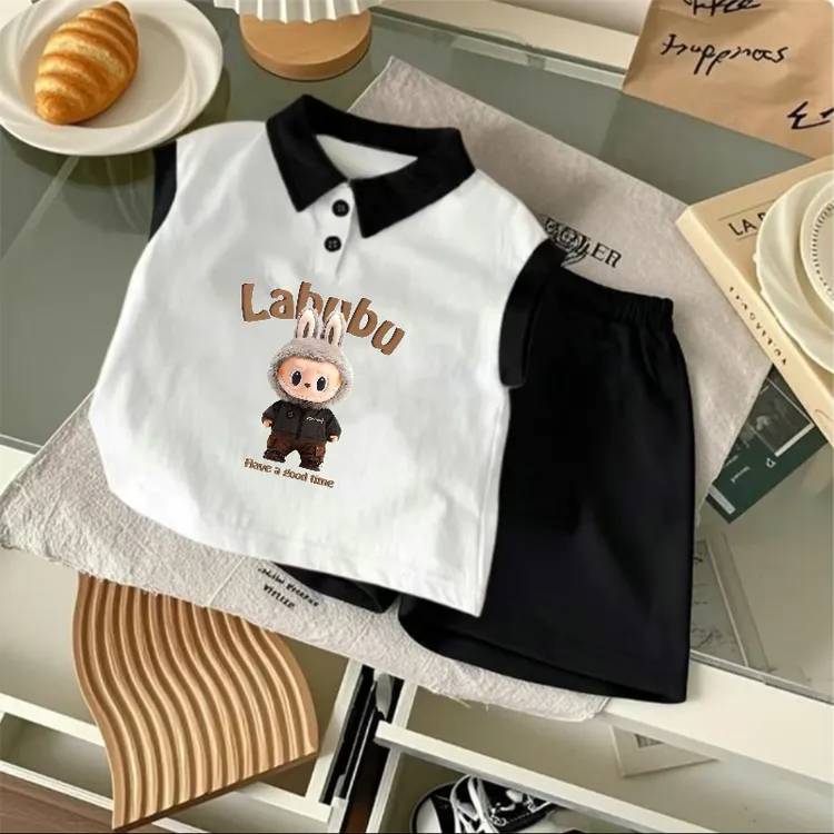 卡通拉布布儿童纯棉POLO衫新款宝宝洋气时尚帅气儿童学院风套装