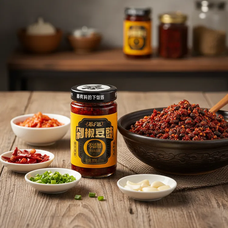 剁椒豆豉暴下饭四川麻辣风味豆豉辣椒酱下饭菜拌饭拌面