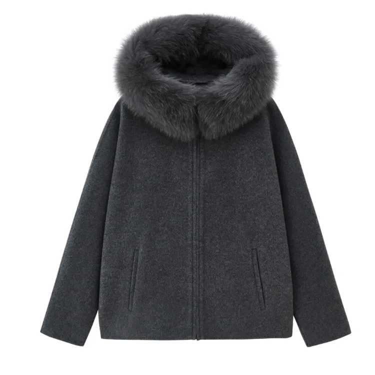 【刘依辰专属】羊驼毛+绵羊毛短款毛领大衣外套YT241129