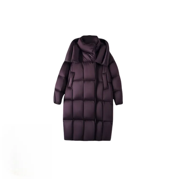 零下30度白鹅绒冬季保暖舒适长款女加厚百搭宽松连帽立领羽绒服