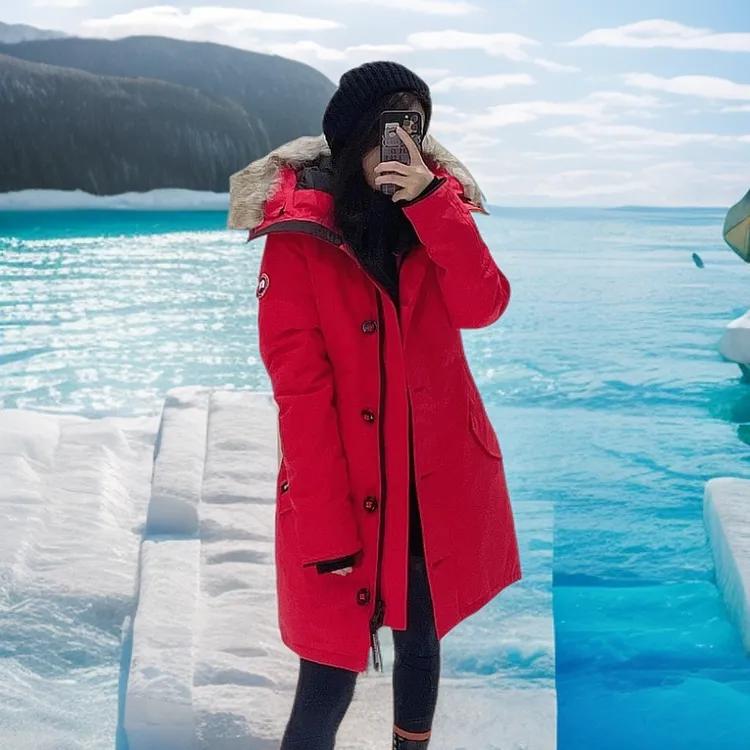全新未使用 加拿大鹅 Canada Goose 女款中长款羽绒服 红色102022