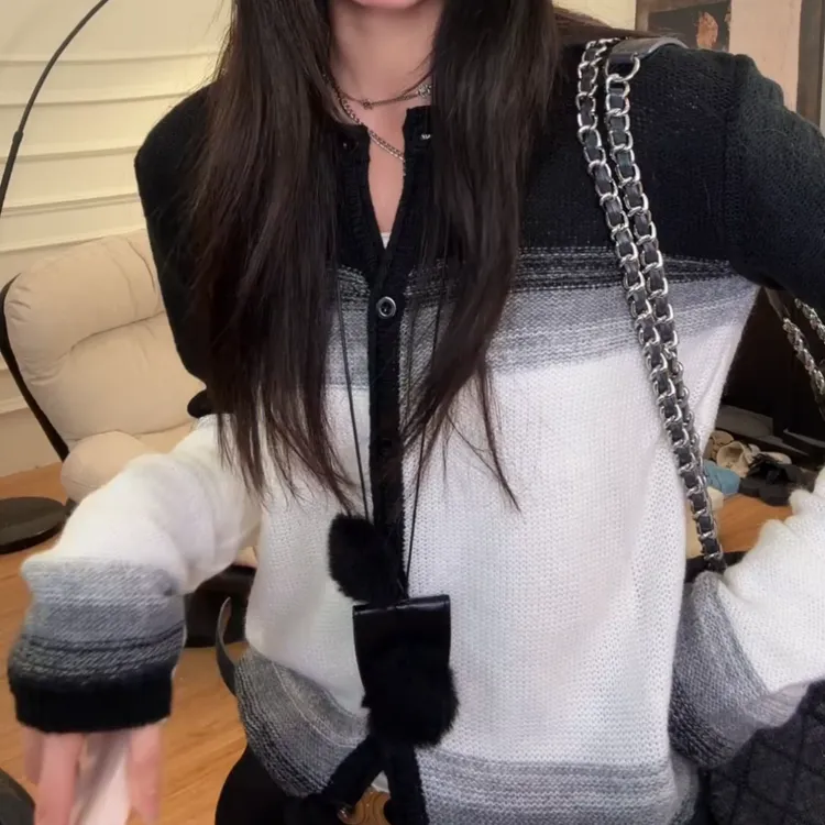 2026早春新款慵懒风复古渐变针织衫百搭开衫上衣LK2509322