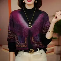 B206#时尚印花洋气气质显瘦小衫（S~3XL 90~160斤）