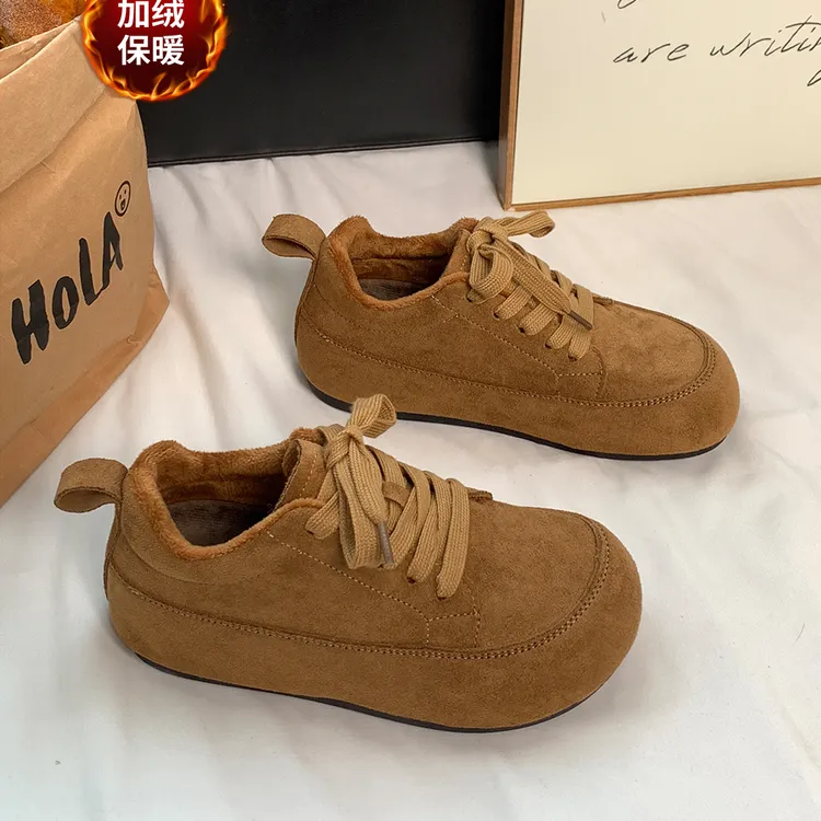 加绒勃肯鞋女2025年秋冬新款百搭复古休闲德训鞋保暖毛毛面包棉鞋