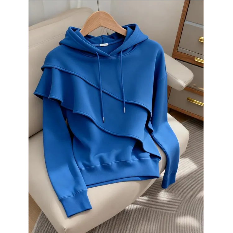 2025秋装新款时尚气质高级感百搭显瘦宽松上衣女休闲连帽长袖卫衣