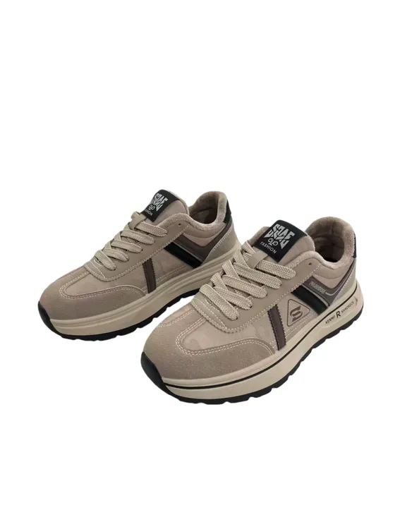 C 602  男士  加绒  字母  系带  拼接   休闲鞋