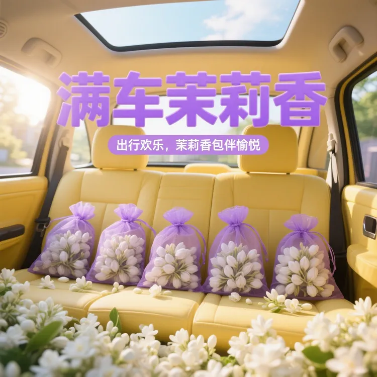 车载茉莉花干花香包香囊室内衣柜装饰散香束口袋装香薰