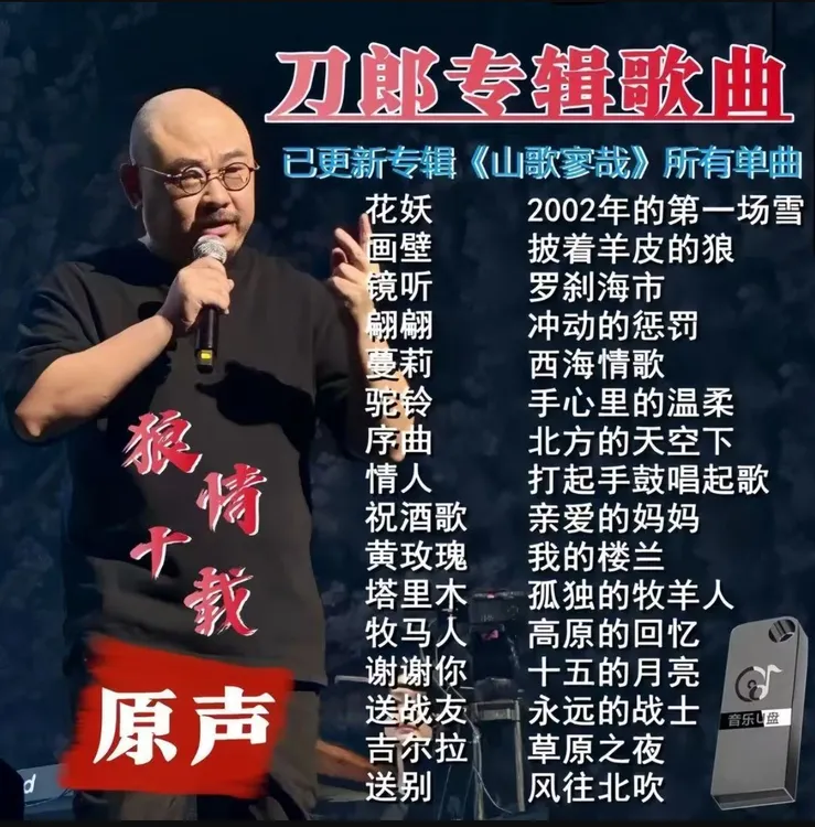刀郎专辑经典歌曲车载u盘新款全集无损高品质音乐u盘