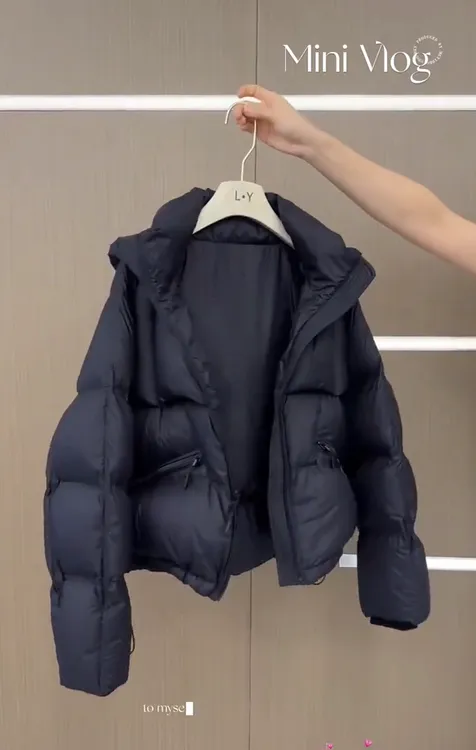 2025新款小个子冬季短款连帽加厚棉服外套女巨好看保暖百搭面包服